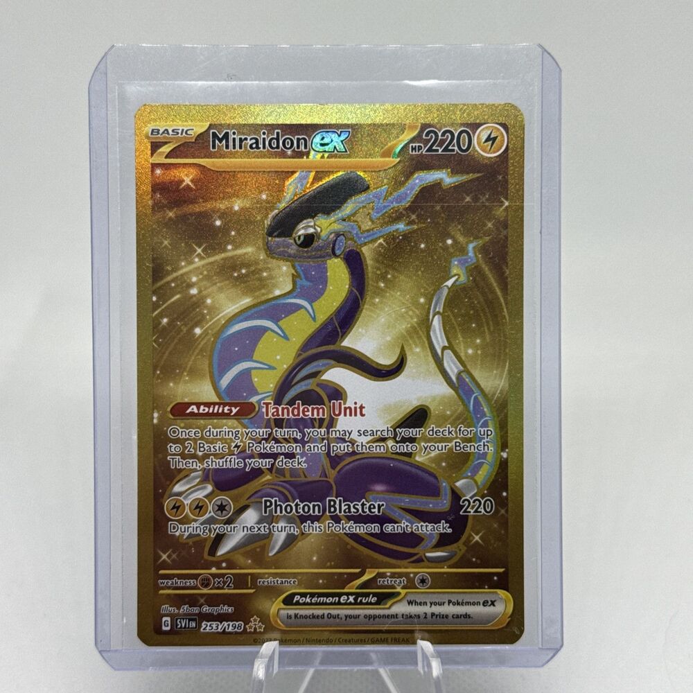 Miraidon ex 253/198 Scarlet & Violet Gold FA Hyper Rare Holo Pokémon TCG 2023 NM